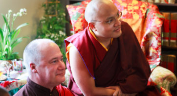 His Holiness the Karmapa blessing the TBRC office