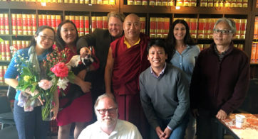 Venerable Khenchen Konchog Gyaltsen Rinpoche with TBRC staff