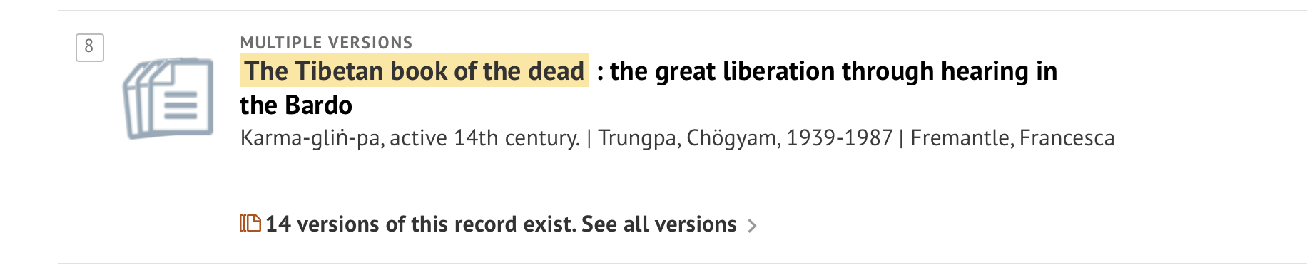 Oxford University's search results for Book of the Dead